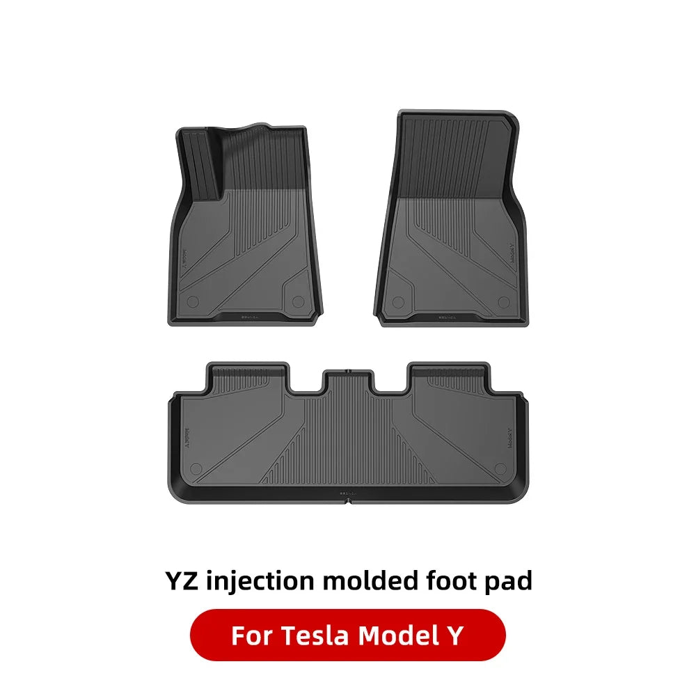 YZ Floor Mats for Tesla Model 3/Y 2021-2023 — Waterproof, Non-Slip TPE Car Accessories