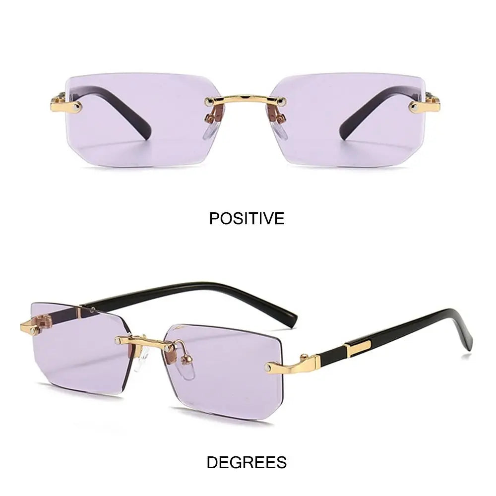 Rimless Rectangle Sunglasses – Fashion Small Square Shades for Men & Women, Summer Travel Eyewear