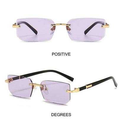 Rimless Rectangle Sunglasses – Fashion Small Square Shades for Men & Women, Summer Travel Eyewear