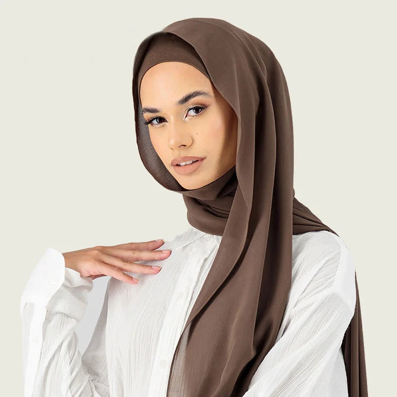 Chiffon Hijab Two-Piece Set: Matching Undercap & Scarf - Women's Shawls & Scarves