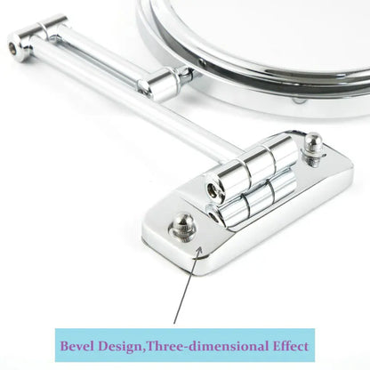 8-Inch Double-Sided LED Makeup Mirror - 10X Magnification, 360° Rotating, Wall Mounted, Foldable Vanity Mirror