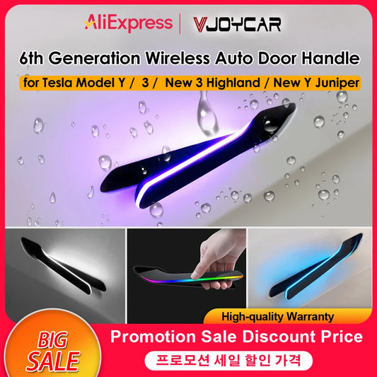 2025 6th Gen Wireless Auto Door Handle – Tesla Model 3 & Y, Highland/Juniper, Colorful with LED Light