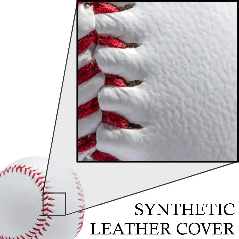 Baseball No. 9 Softball Hardball Training Balls – Handmade White Safety Kid Baseballs for Men's Practice & Team Games