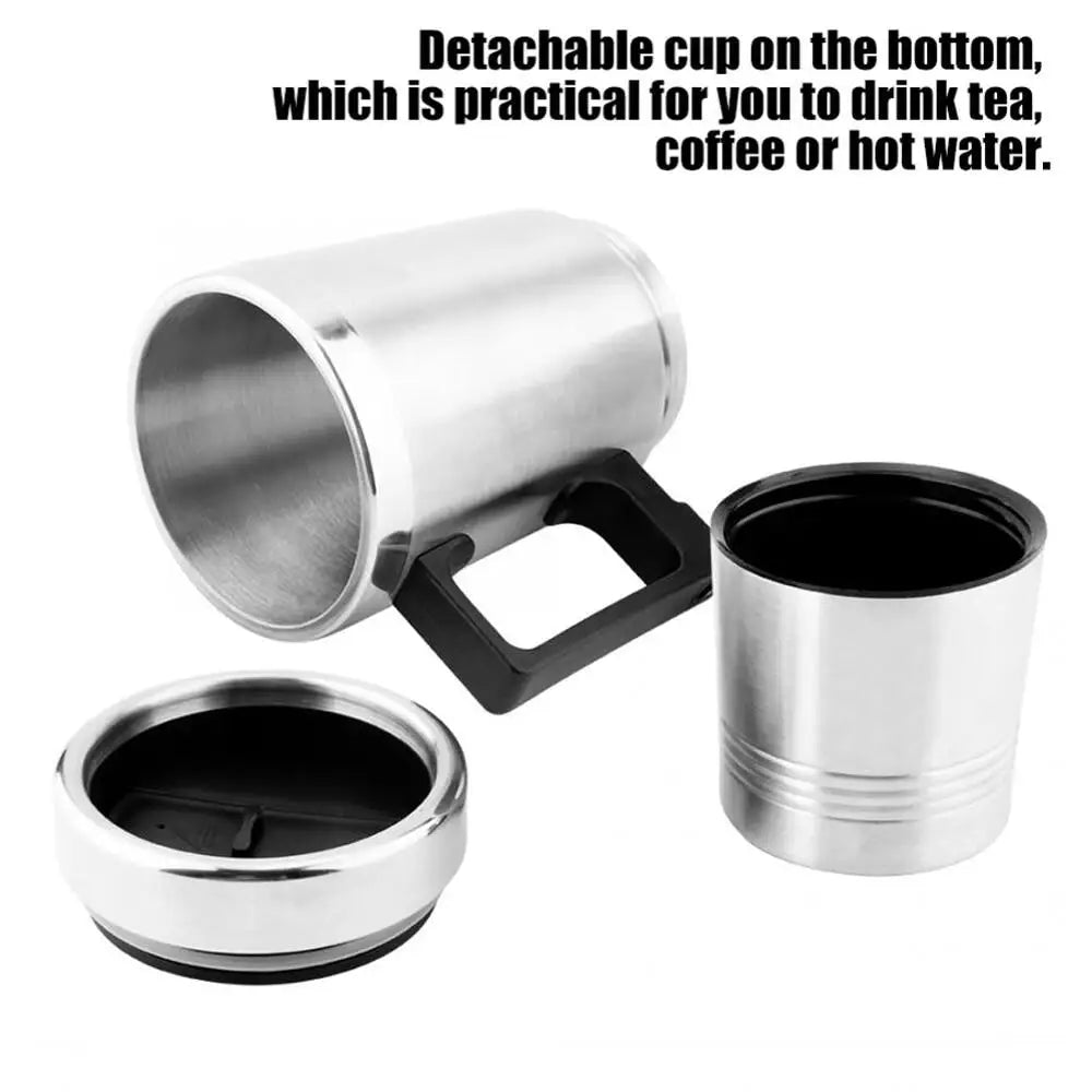 SEAMETAL 12V 24V 300ML Car Heating Cup - Stainless Steel Electric Kettle for Water, Coffee, Milk, Thermal Mug Winter Accessories