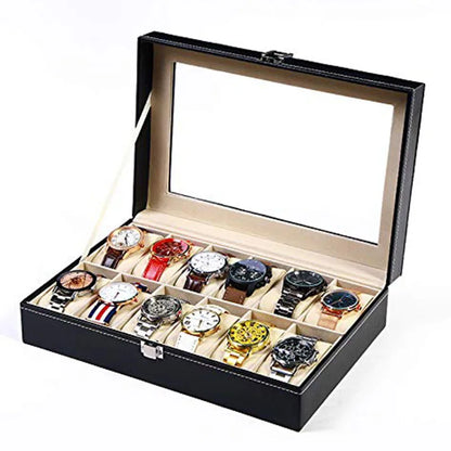 PU Leather Watch Organizer Box — Travel & Display Case Tray for Women’s Watch Collection Storage