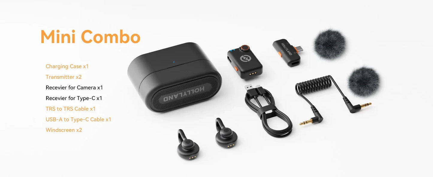 Hollyland Lark M2S Wireless Microphone, Noise Cancellation, for iPhone, Android, PC, Photography, Vlog, Interview