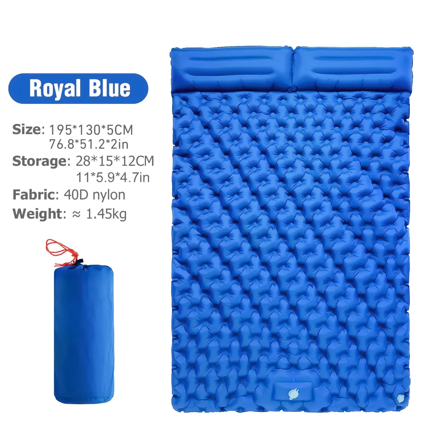 WESTTUNE Double Inflatable Air Mattress – Built-in Pillow Sleeping Pad for Camping, Travel, and Hiking