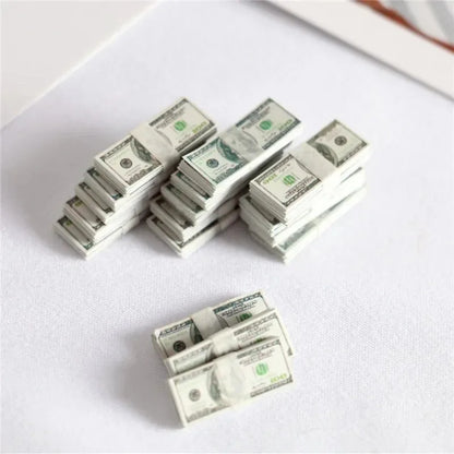 5PCS Mini Dollar & Euro Fake Money Banknotes – Miniature Props for Kids Dollhouse & Decoration