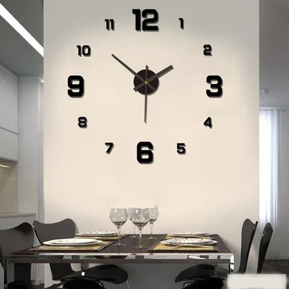 3D Frameless DIY Wall Clock — Creative Mute Digital Wall Sticker for Home, Living Room, and Office Decoration