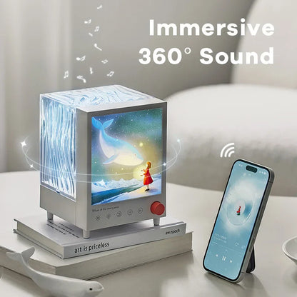 Aurora Box Projector Night Light – Bluetooth Ambient Bedroom Lamp with White Noise, Stepless Dimming & Relaxing Decor Lighting