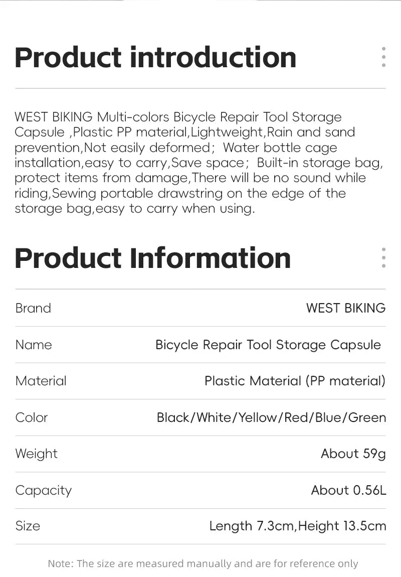 WEST BIKING Bicycle Repair Tool Capsule – Portable Waterproof Toolkit with Bottle Cage for MTB & Road Bikes