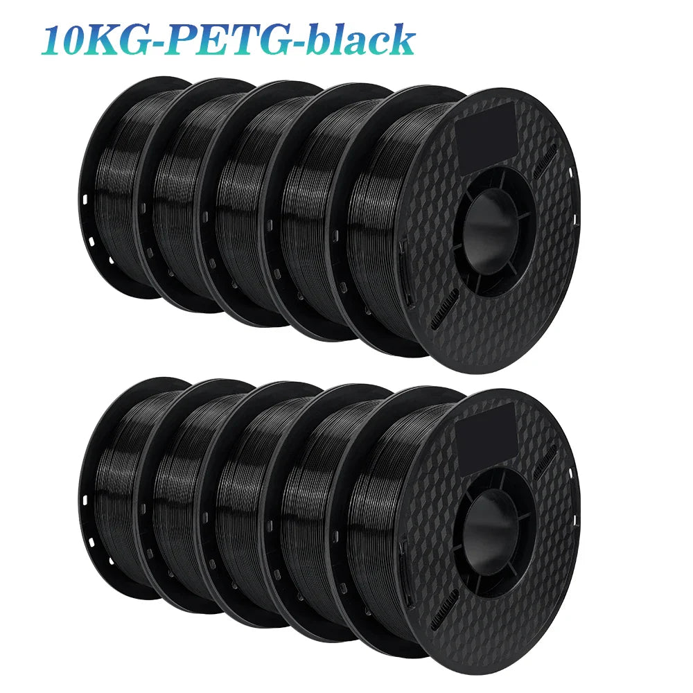KINGROON 3D Printer Filament 22LBS — 10 Rolls 1KG 1.75mm PETG & PLA, Eco-Friendly Mixed Colors, High Toughness