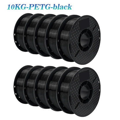 KINGROON 3D Printer Filament 22LBS — 10 Rolls 1KG 1.75mm PETG & PLA, Eco-Friendly Mixed Colors, High Toughness