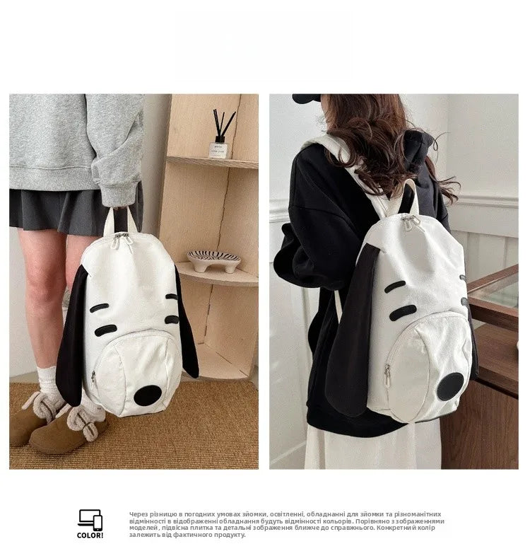 Cute Dog Canvas Backpack 2025 — Korean-Style Portable Student Travel Bookbag