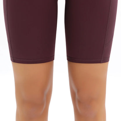 Breathable Fitness Shorts for Women: High Waist Yoga & Cycling Pants with Pocket - No Awkward Lines