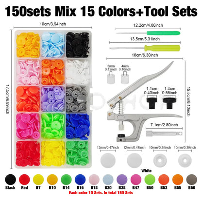 Plastic Snap Fastener Pliers Kit T5 – Resin Button Press Tool Set for DIY Sewing, Clothing & Handbags