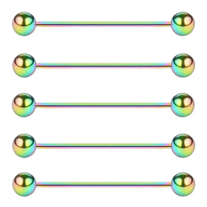 5PCS Titanium Piercing Barbell Set – 14G External Thread Tongue, Industrial, Nipple, Ear Tragus Rings (12–38mm Jewelry)