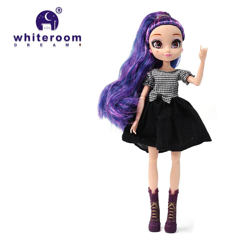 26cm BJD Doll for Girls – Purple Hair Fashion Princess with Big Eyes & Accessories Gift