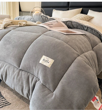 Thick Milk Fleece Winter Blanket – Warm Artificial Lamb Cashmere Weighted Comforter for Bed