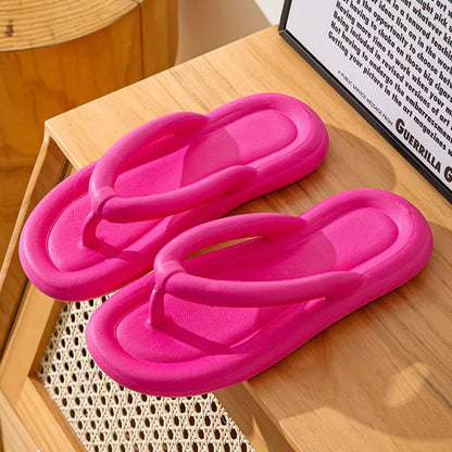 Women’s Candy Color EVA Flip Flops - Soft Bottom Non-Slip Summer Beach Cloud Slides