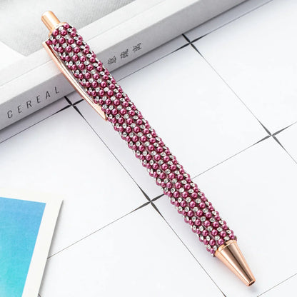 Lytwtw Pearl Rhinestone Ballpoint Pen – Luxury Rose Gold Metal Pen for Wedding, School & Office Supplies