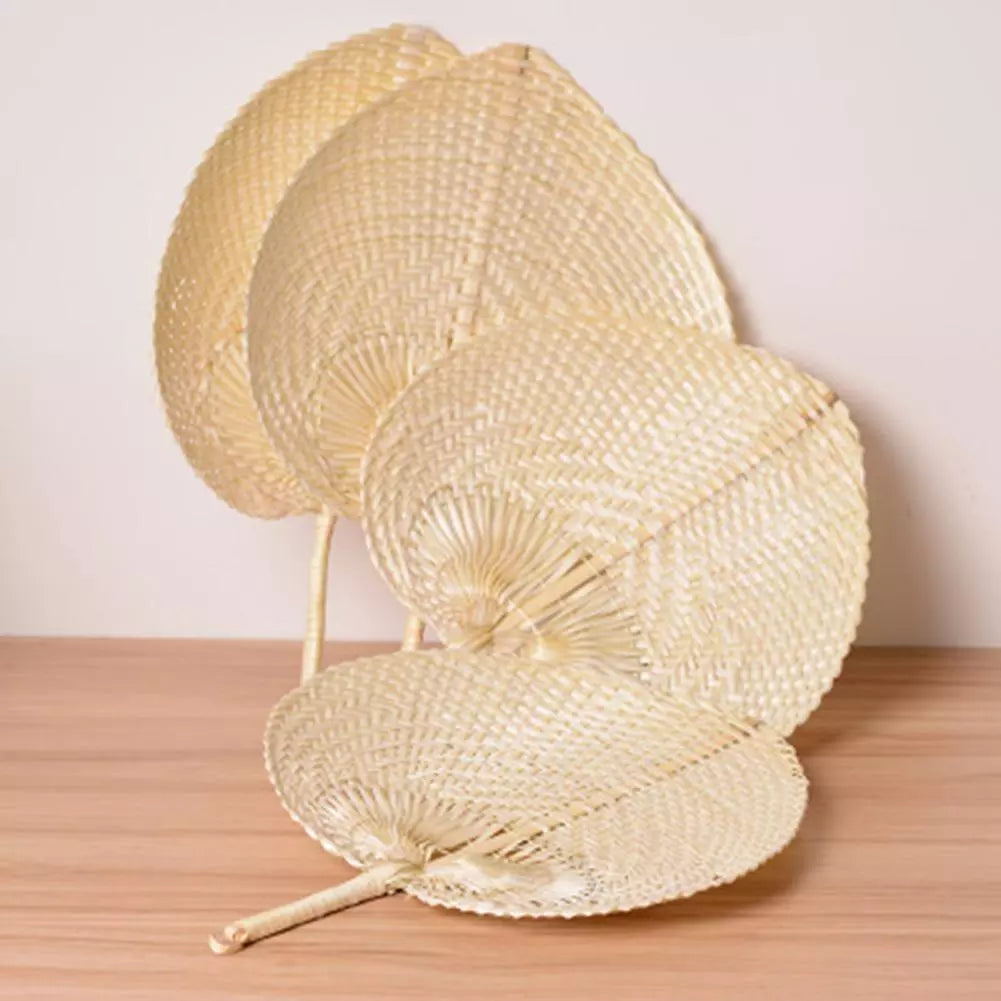 1pcs Pure Handmade DIY Heart Shaped Bamboo Woven Fan - Chinese Style Summer Cooling Fan, Mosquito Repellent Hand Fans