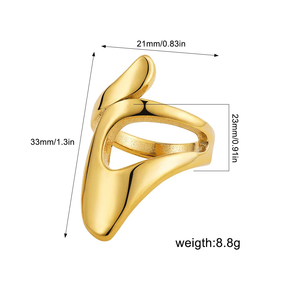 Vintage Stainless Steel Chunky Ring – Punk Irregular Adjustable Open Ring for Women, Wedding Jewelry Gift