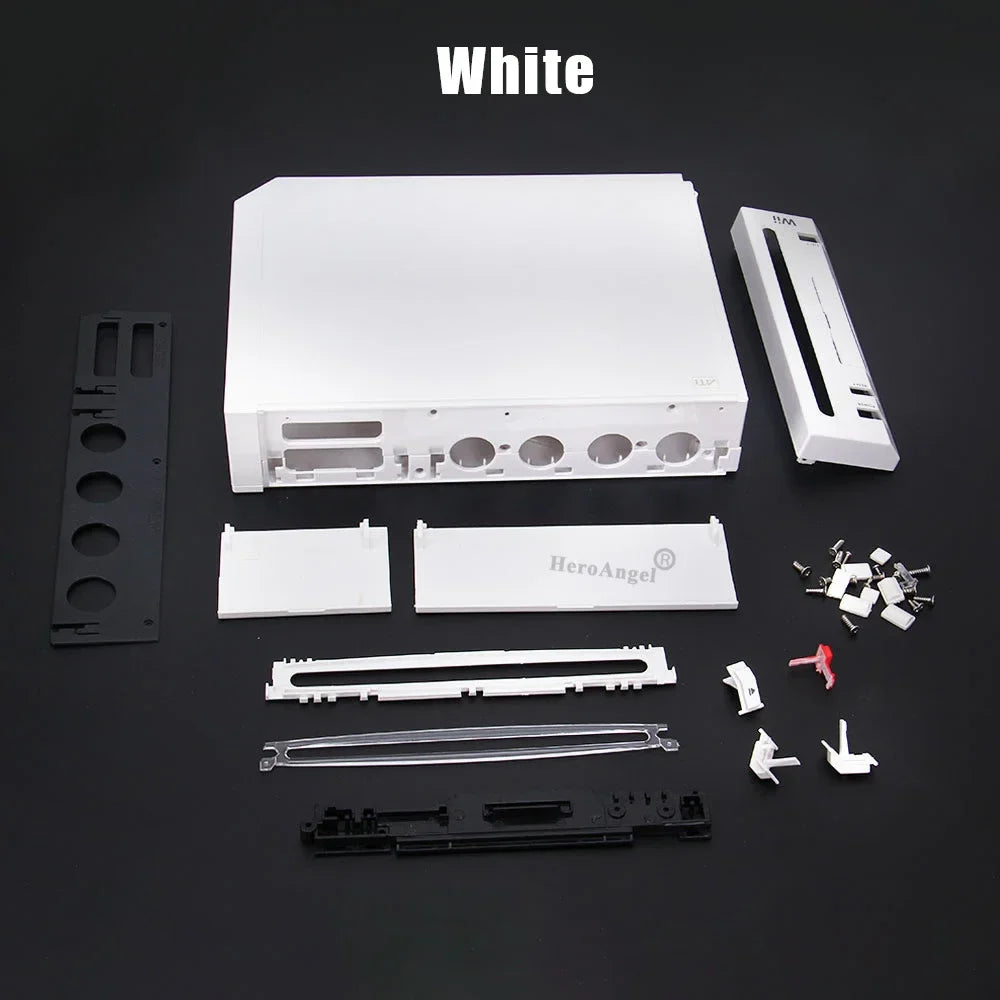 11 Colors Replacement Full Case Cover for Wii Game Console – Black, White, Blue, Transparent Housing Shell with Buttons & Retail Packing