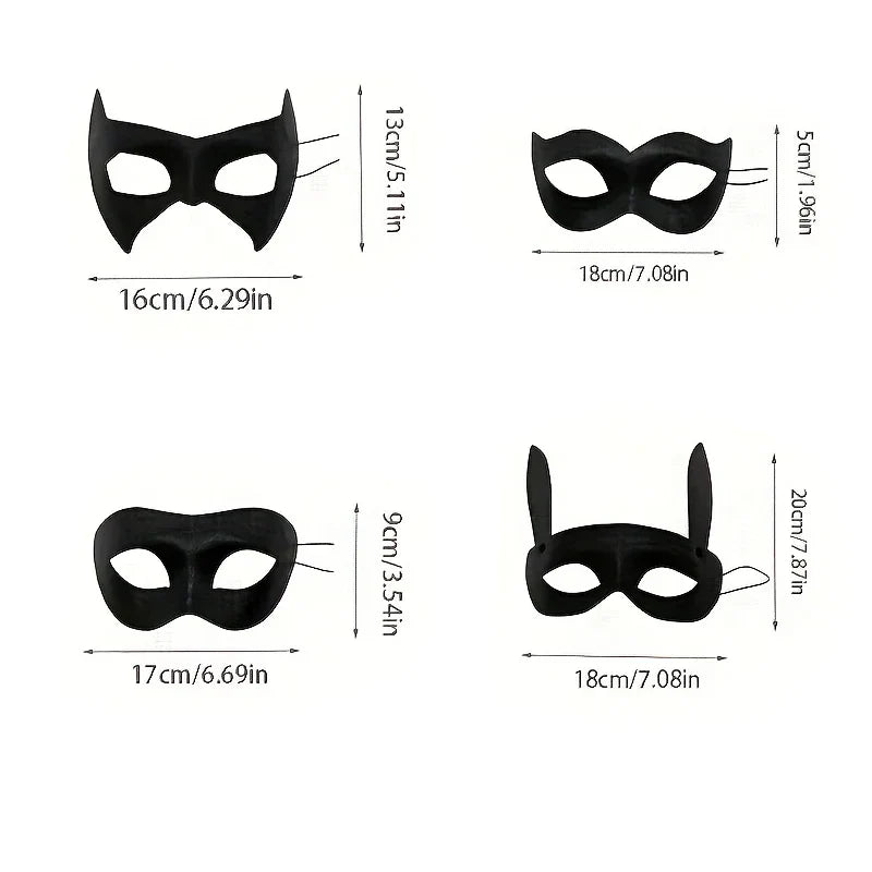 Adult Black PVC Masquerade Mask — Bat Bunny Party Mask for Men & Women, Carnival, Prom, and Costume Events