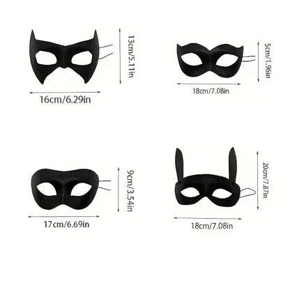 Adult Black PVC Masquerade Mask — Bat Bunny Party Mask for Men & Women, Carnival, Prom, and Costume Events
