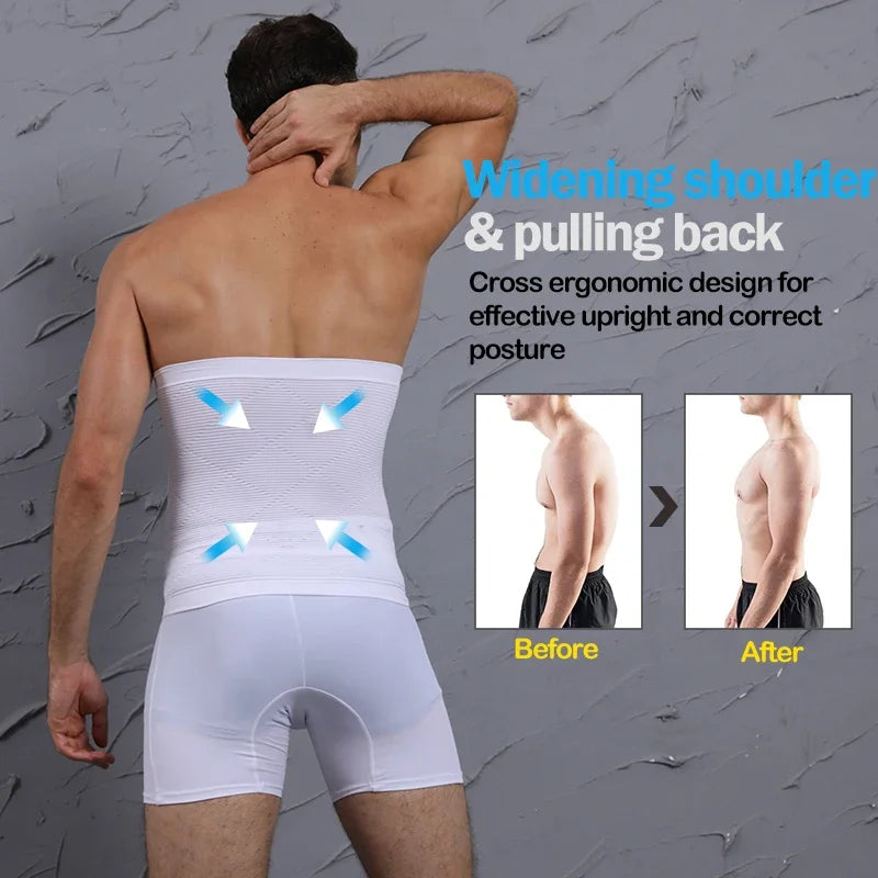 Men’s Waist Trainer Body Shaper — Tummy Control Slimming Belt for Abs Workout & Compression Shapewear