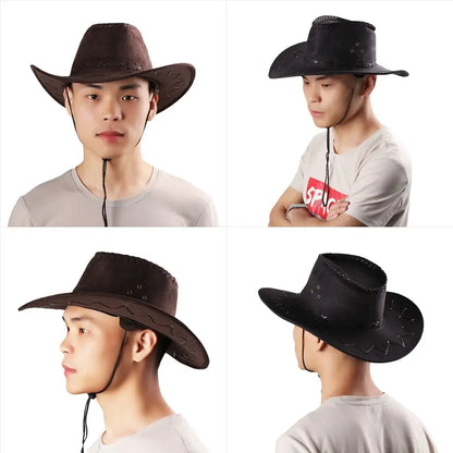 Unisex Western Cowboy Hat – Suede Cowgirl & Cowboy Style for Fashion & Party Wear