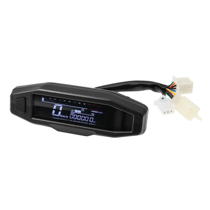 AD Universal Motorcycle Digital Speedometer – LED Tachometer Dashboard Instrument Panel with LCD Display & Y Bracket