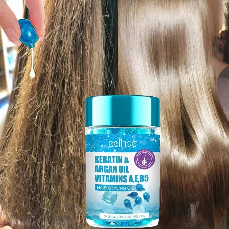 Magic Hair Vitamin Capsules with Keratin Oil – Fast Restore for Soft, Smooth, Shiny Hair & Deep Moisturizing Frizzy Scalp Care