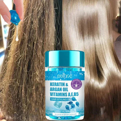 Magic Hair Vitamin Capsules with Keratin Oil – Fast Restore for Soft, Smooth, Shiny Hair & Deep Moisturizing Frizzy Scalp Care