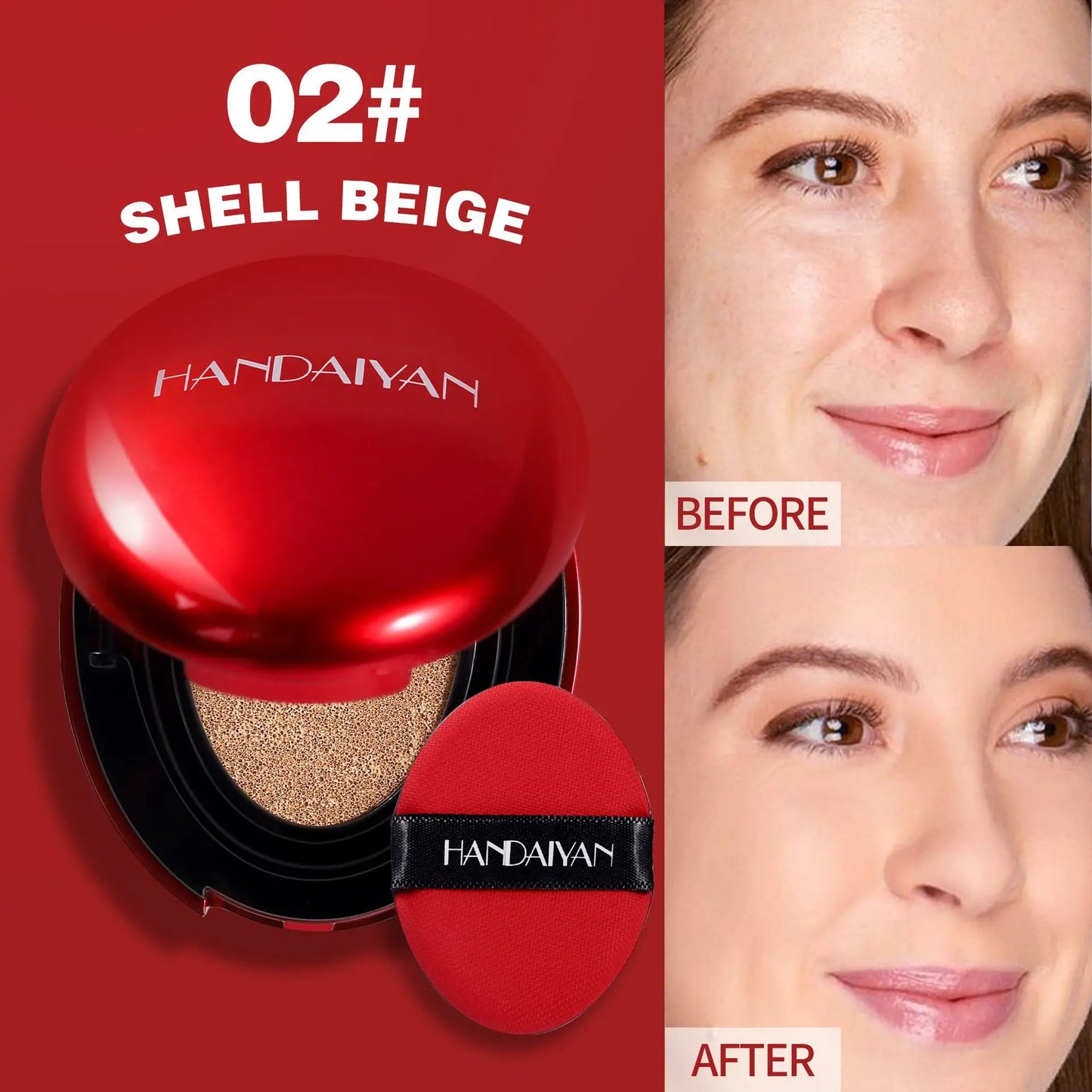 BB Cream Air Cushion Foundation - Full Coverage, Waterproof & Long-Lasting Brightening Makeup for Women - Korean Cosmetics
