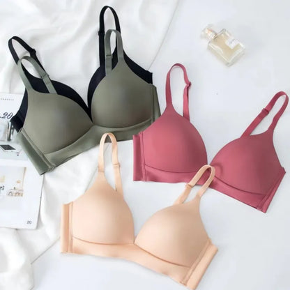 Japanese Style Seamless Bra: Comfortable Wireless Underwear - Women's No Steel Ring Bralette, Glossy 3/4 Cup Female Lingerie