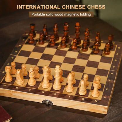 29x29cm Large 3-in-1 Chess Board – Foldable Chess, Checkers & Backgammon Set for Kids & Adults, Strategic Thinking Game