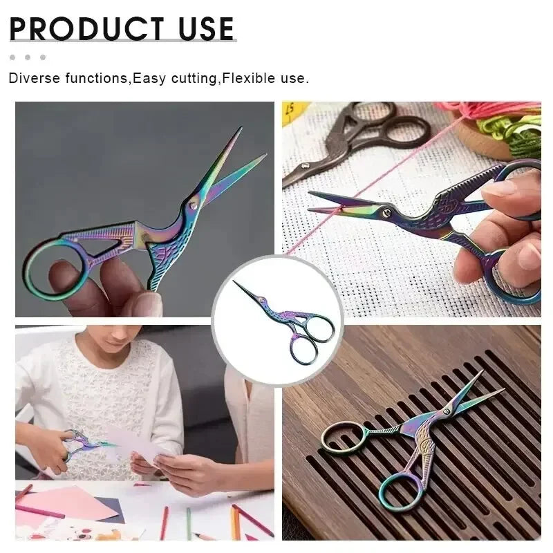 Rainbow Stork Embroidery Scissors – Stainless Steel Small Craft Scissors, Dressmaker Shears for Sewing & Embroidery