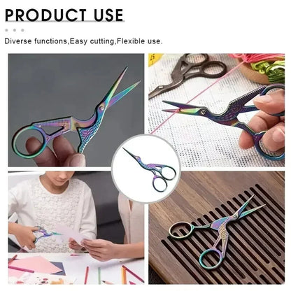 Rainbow Stork Embroidery Scissors – Stainless Steel Small Craft Scissors, Dressmaker Shears for Sewing & Embroidery