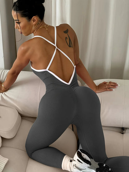 CZGUKE Women’s Pink Sports Jumpsuit One Piece Bodysuit – Gym Fitness Yoga Romper Running Workout Activewear Overalls