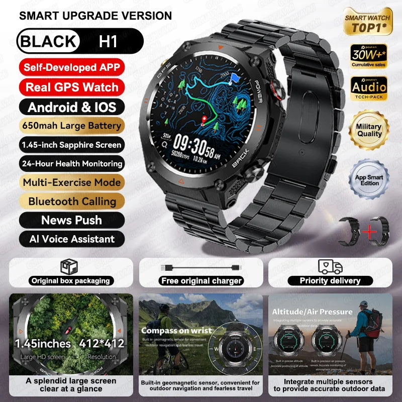 2025 Xiaomi GPS Sports Smartwatch — Waterproof Fitness Tracker with Bluetooth Call & 650mAh Battery for Men & Women