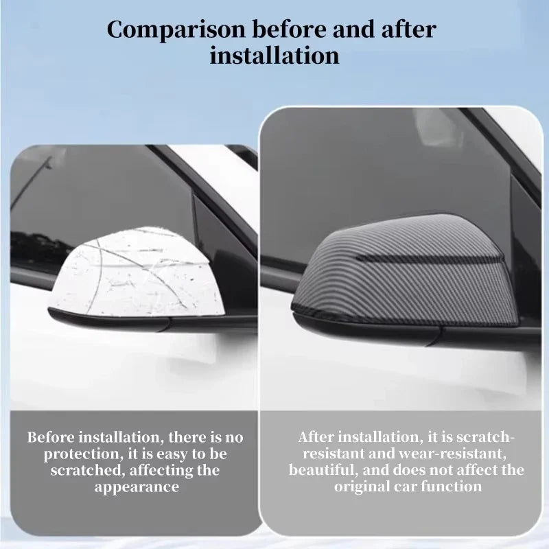 Carbon Fiber Side Mirror Covers - Tesla Model Y Juniper 2025 ABS Rearview Mirror Exterior Accessories