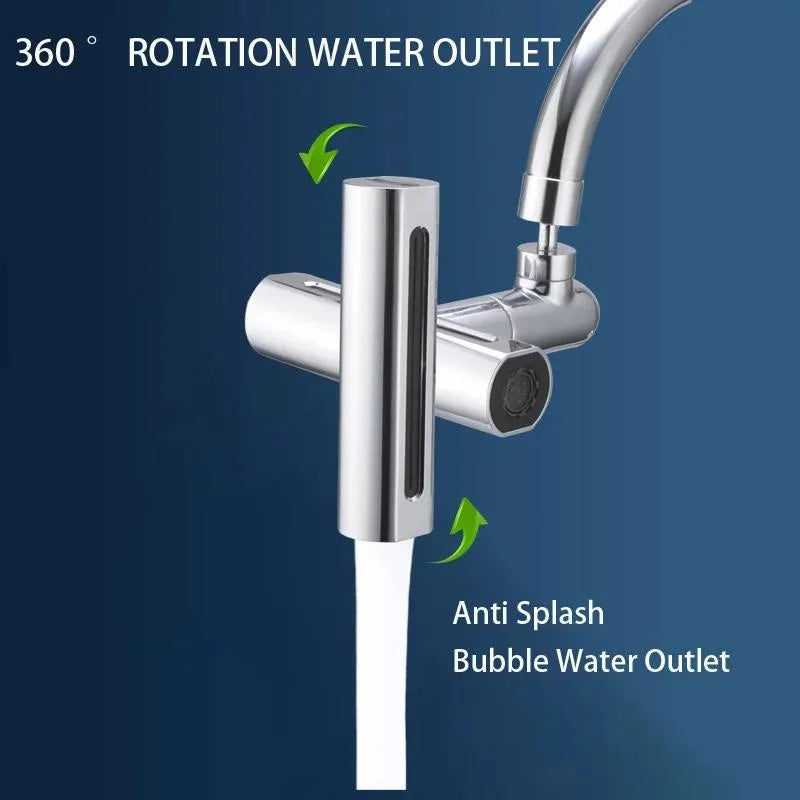 720° Swivel Waterfall Kitchen Faucet with 4 Modes - Universal Spout Sprayer for Bathroom Basin. Rainfall Sink Mixer & Tap Extender