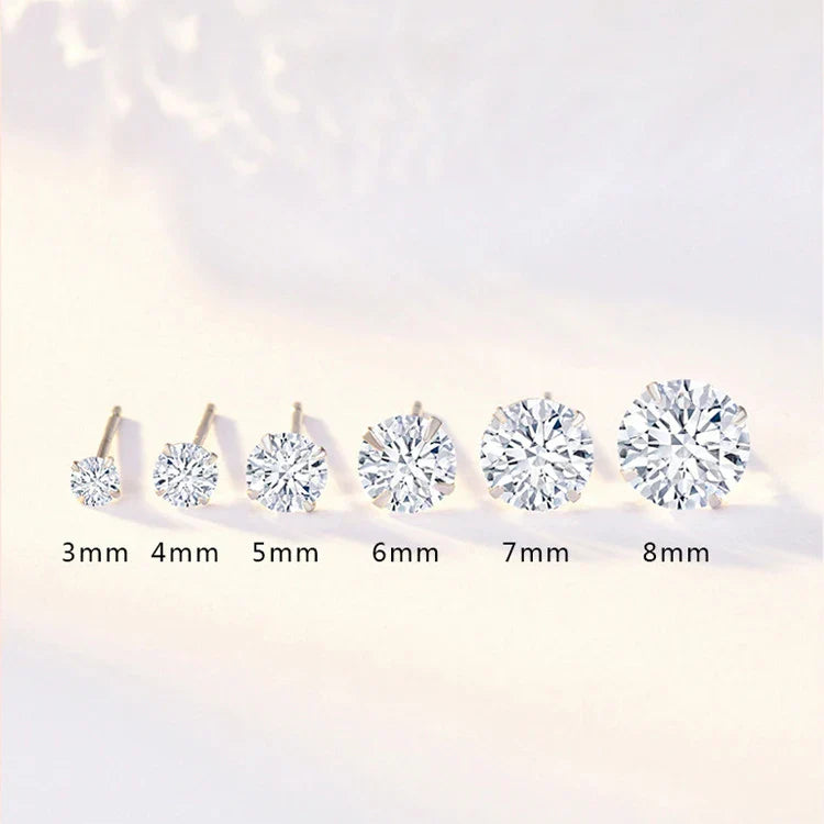 925 Sterling Silver Zircon Stud Earrings – Crystal Cubic Zirconia Channel Set Earrings for Women | Elegant Fine Jewelry Gift