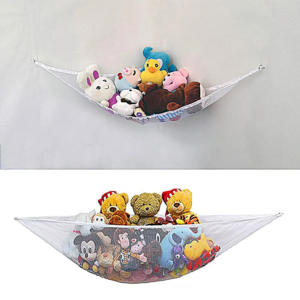 Triangle Large Plush Toys Storage Hammock - Mesh Bag Organizer for Children's Stuffed Toys Room Storage