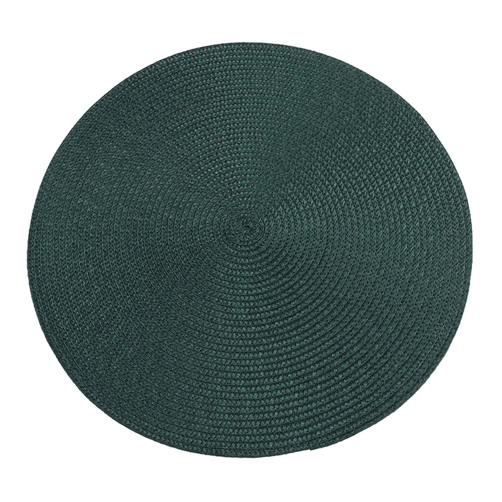 38cm Round Braided Tableware Mat – Washable, Anti-Slip, Heat-Resistant Dining Placemat and Drink Coaster for Home Decor