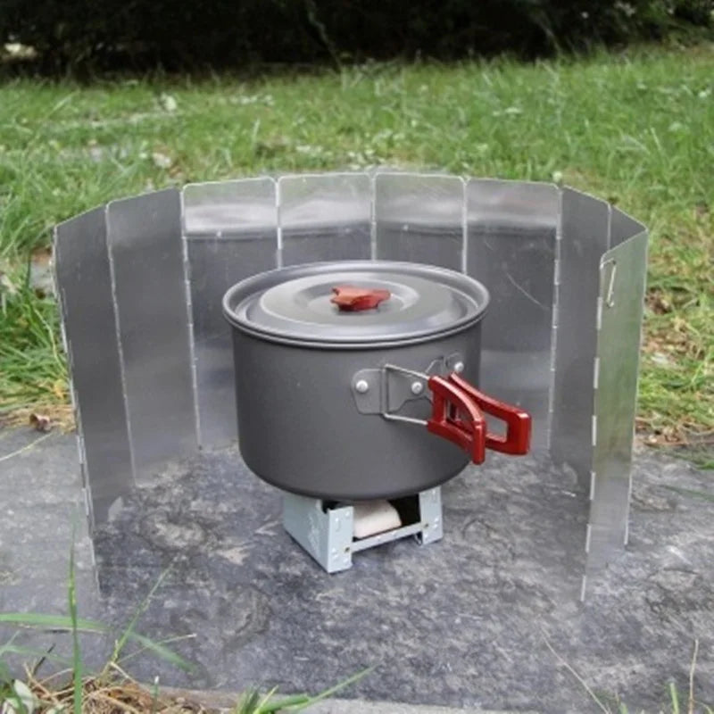 Aluminum Alloy Gas Stove Wind Shield – Windproof Screen for Outdoor Camping & Picnic (8-16 Plates)