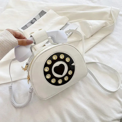 Women’s Creative Telephone-Shaped Crossbody Bag – Retro PU Leather Small Shoulder Handbag