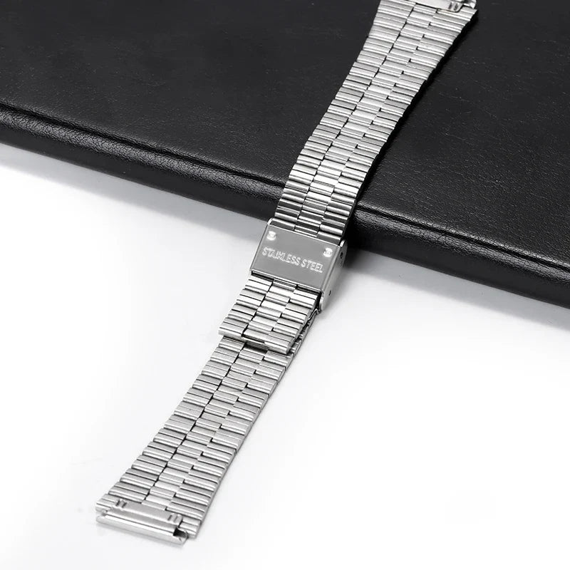 18mm Stainless Steel Watchband for Casio F-91W – Compatible with SGW400, F91W, F84, F105/108/A158W/168, AE1200/1300 Vintage Steel Wrist Bracelet